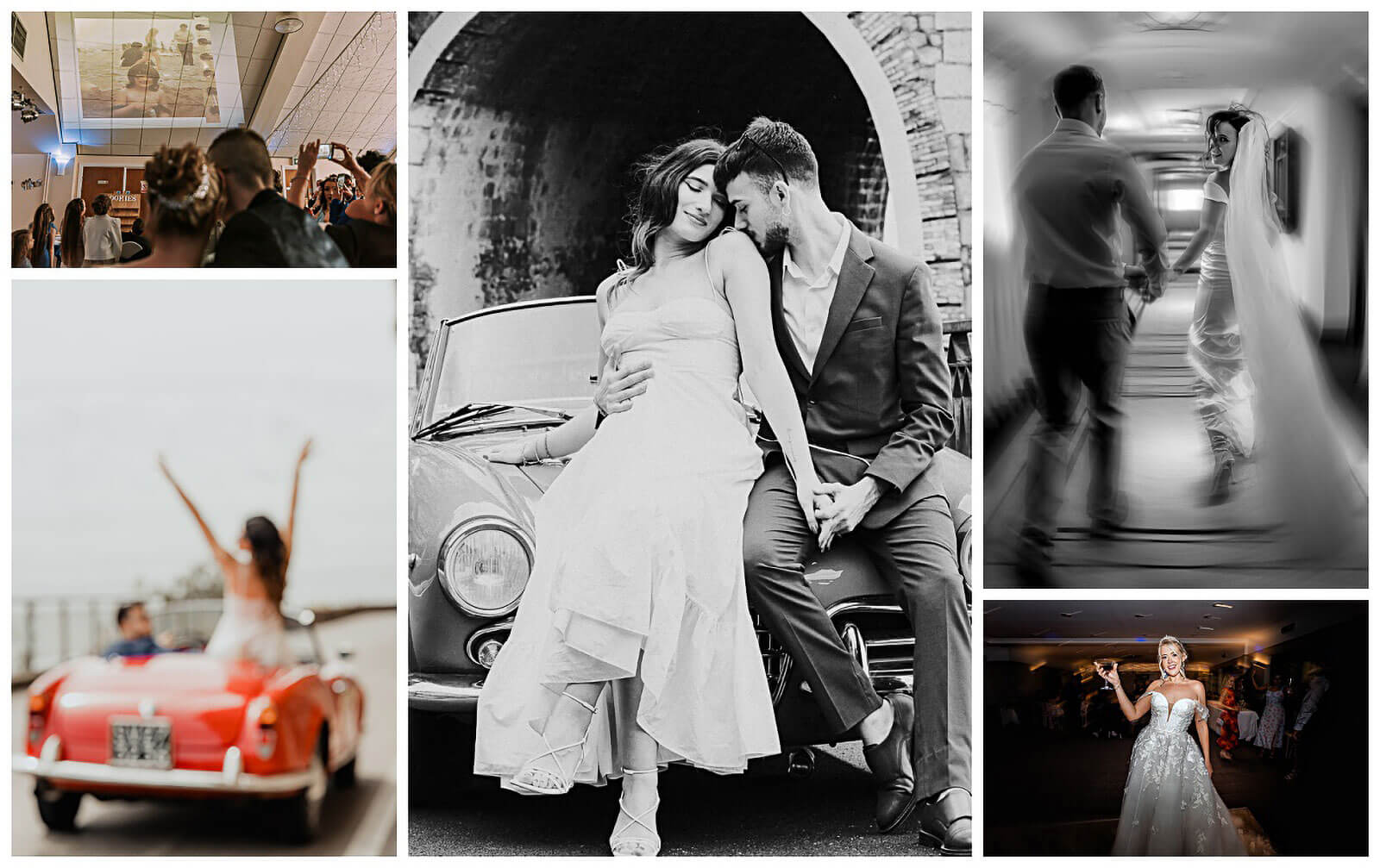 Projected wedding love story with lo-fi video visuals and emotional storytelling