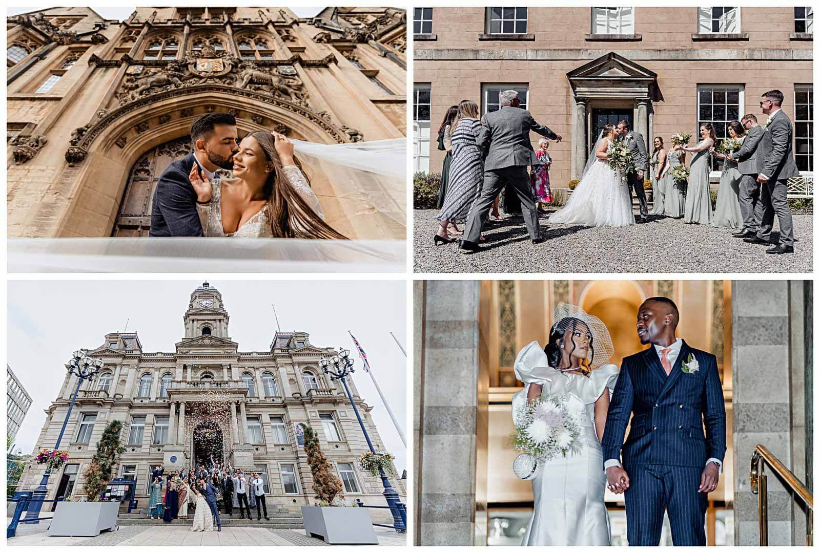 Intimate town hall wedding ceremony with emotional moments and elegant city architecture