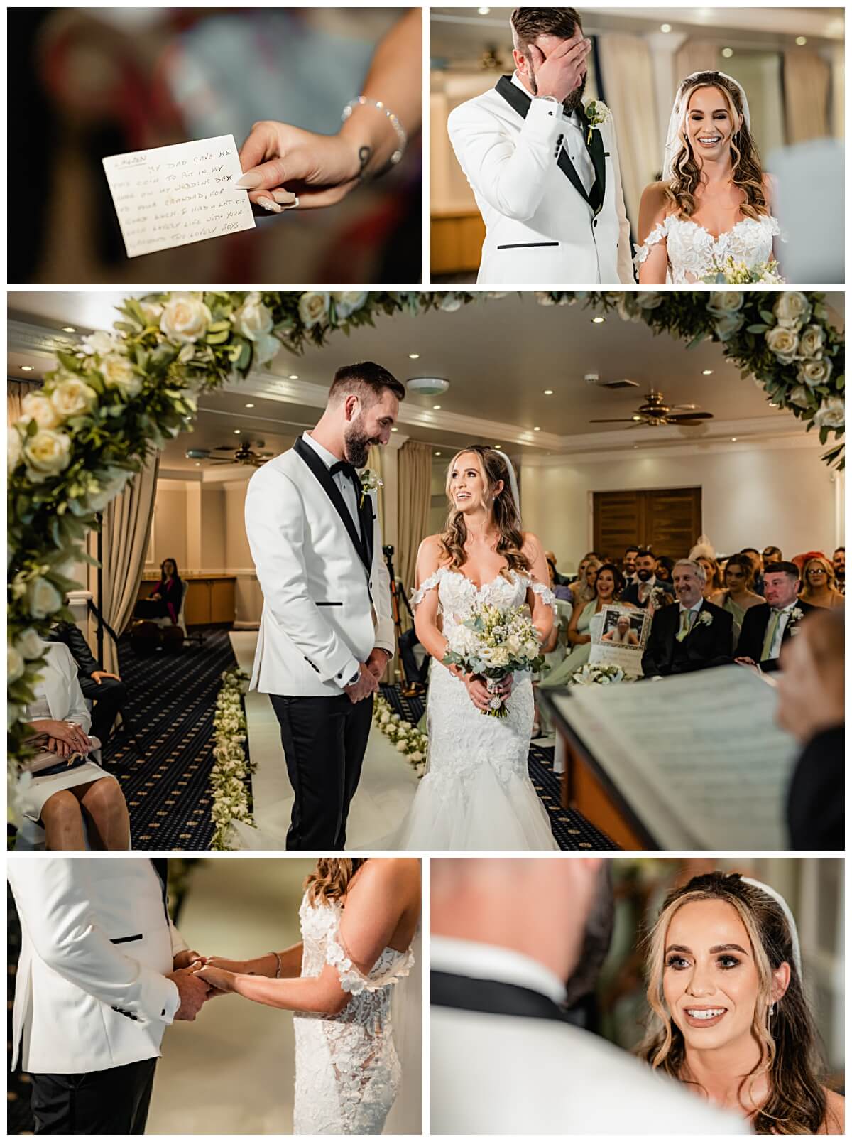 Emotional wedding vows during ceremony at Waterton Park Hotel in Wakefield Yorkshire