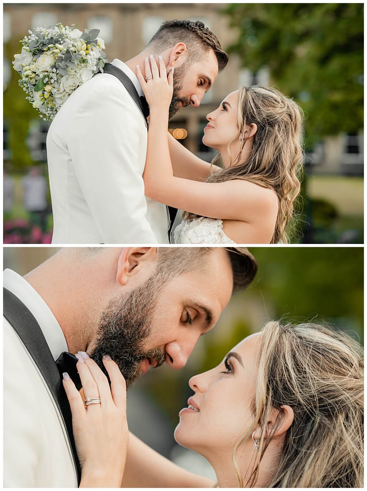 Intimate couple portrait with natural connection at Waterton Park Hotel in Wakefield Yorkshire