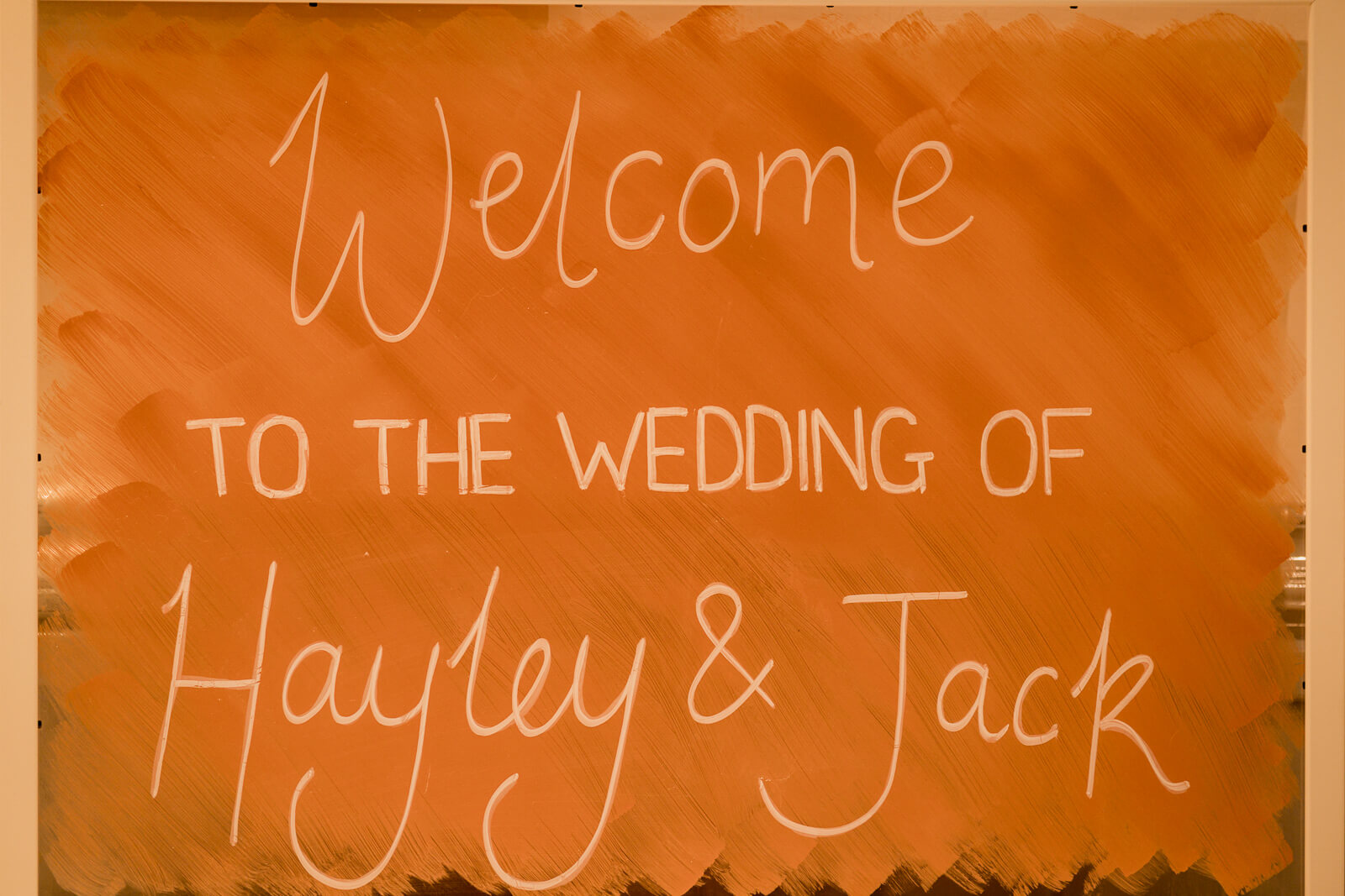 Welcome sign for Hayley and Jack wedding at Chevin Country Park