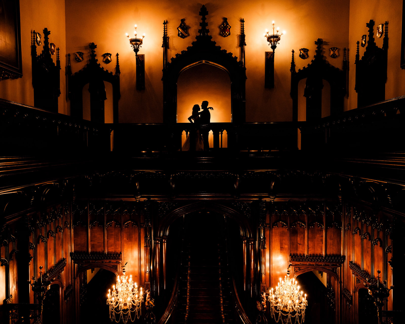 fine art wedding photography in Yorkshire night reflection wedding portrait