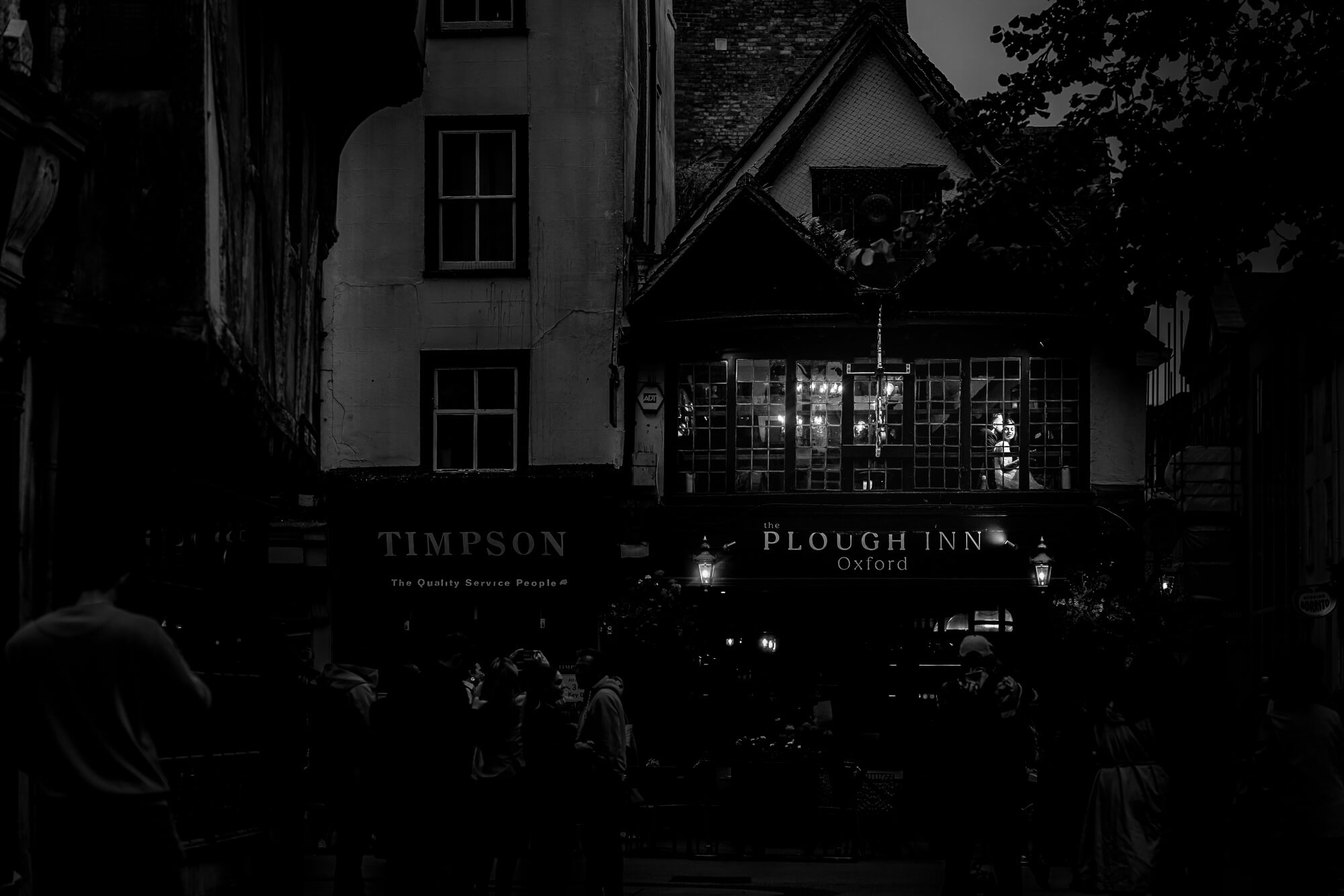 Documentary black and white wedding photography at night